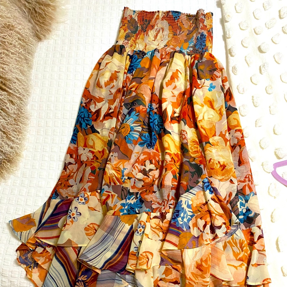 Anthropology strapless dress, floral